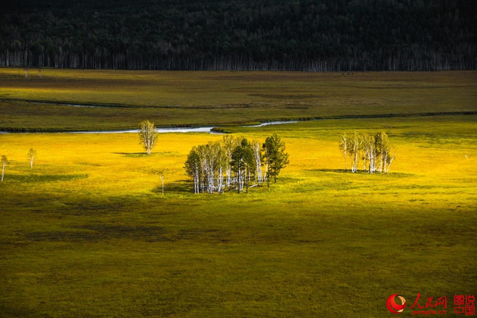 Magnificent autumn scenery of Huma River in northeast China