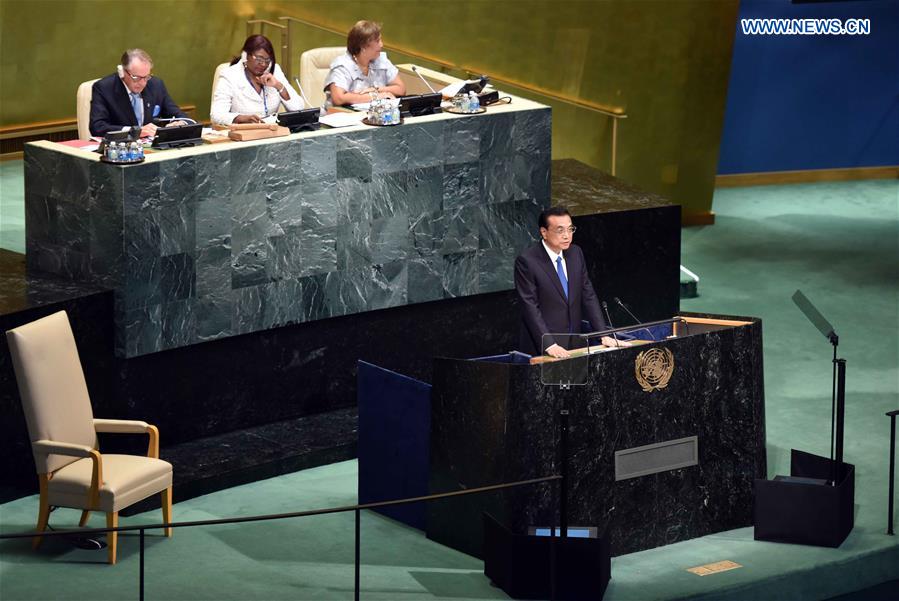 Chinese premier calls for joint efforts to promote sustainable development at UN