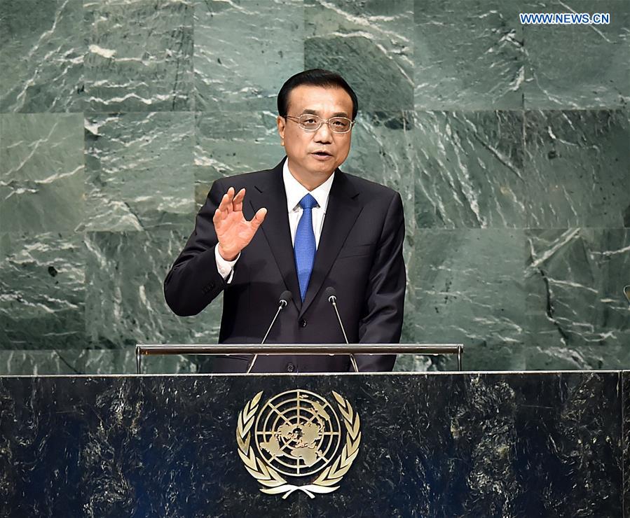 Chinese premier calls for joint efforts to promote sustainable development at UN