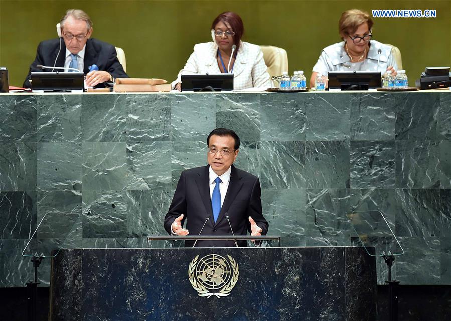 Chinese premier calls for joint efforts to promote sustainable development at UN