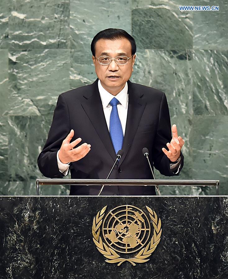 Chinese premier calls for joint efforts to promote sustainable development at UN