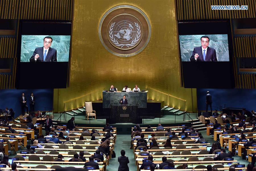 Chinese premier calls for joint efforts to promote sustainable development at UN