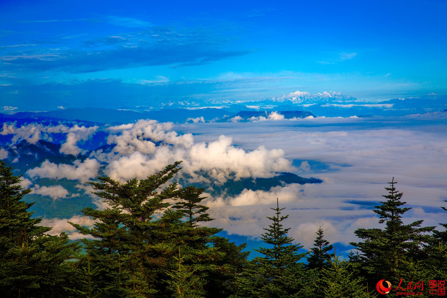 Sea of clouds around Emei Mountain