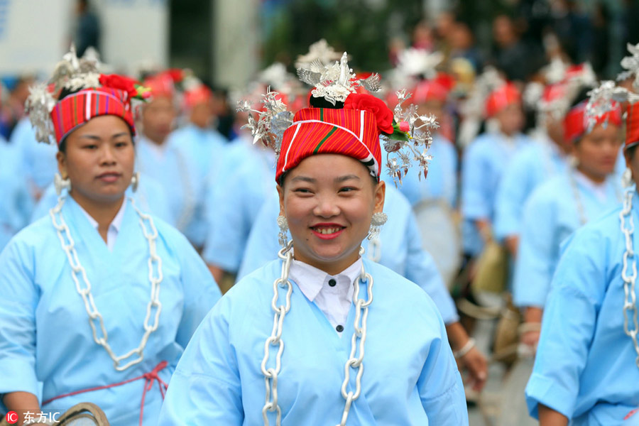 Miao ethnic group celebrates Yang'asha Festival in Guizhou