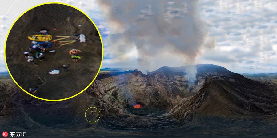 Adventurers explore Mars-like volcano in Vanuatu