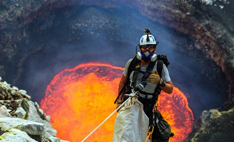 Adventurers explore Mars-like volcano in Vanuatu