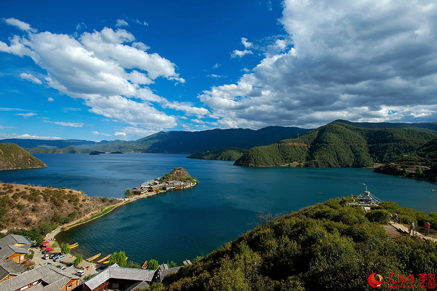 Scenery of Lugu Lake in southwestern China