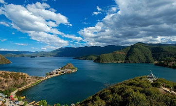 Scenery of Lugu Lake in southwestern China