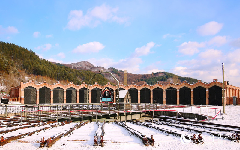 Russian-style locomotive barn in Heilongjiang