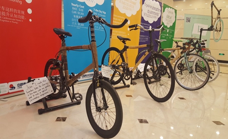 Bamboo bikes exhibited at Global Health Conference
