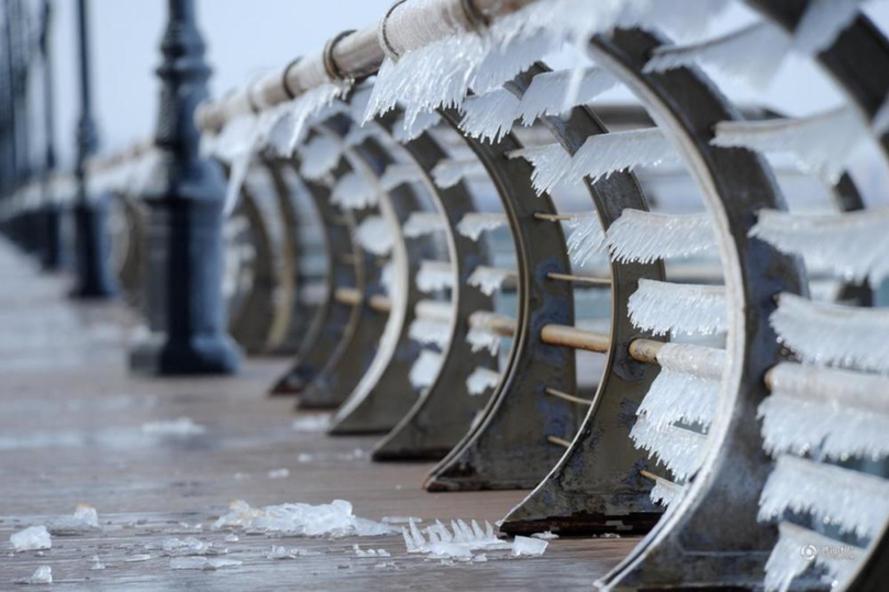 Icicles carved by wind in Dalian