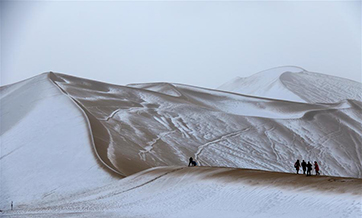 Dunhuang sees first snowfall in NW China