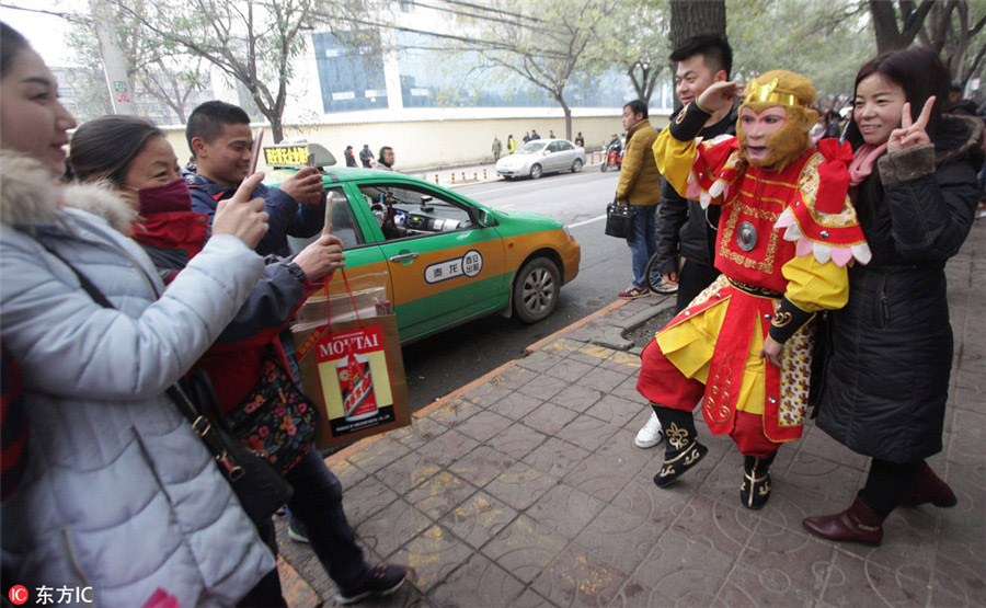 Taxi driver taking Monkey King from screen to streets