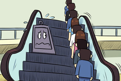 Subway passengers not required standing on right side of escalators