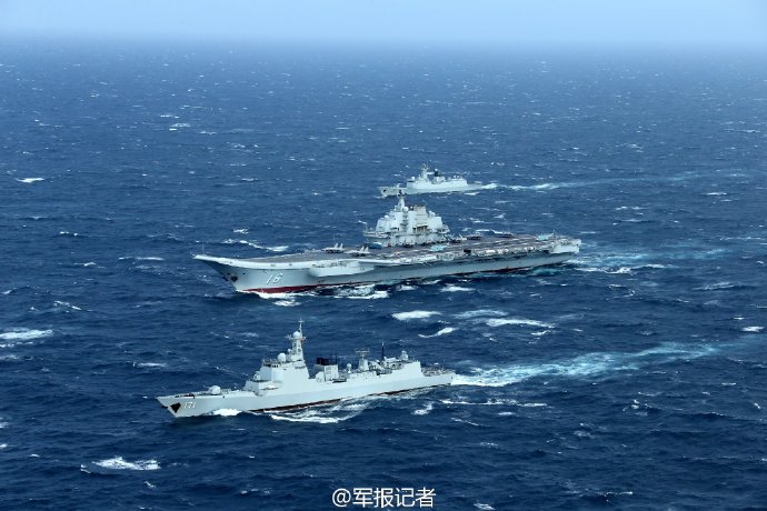 Liaoning aircraft carrier training in South China Sea