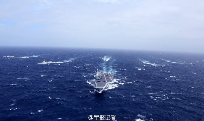 Liaoning aircraft carrier training in South China Sea