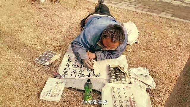 Freight loader practices calligraphy during down time