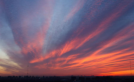 Dreamy scene of dawn spreading above Beijing