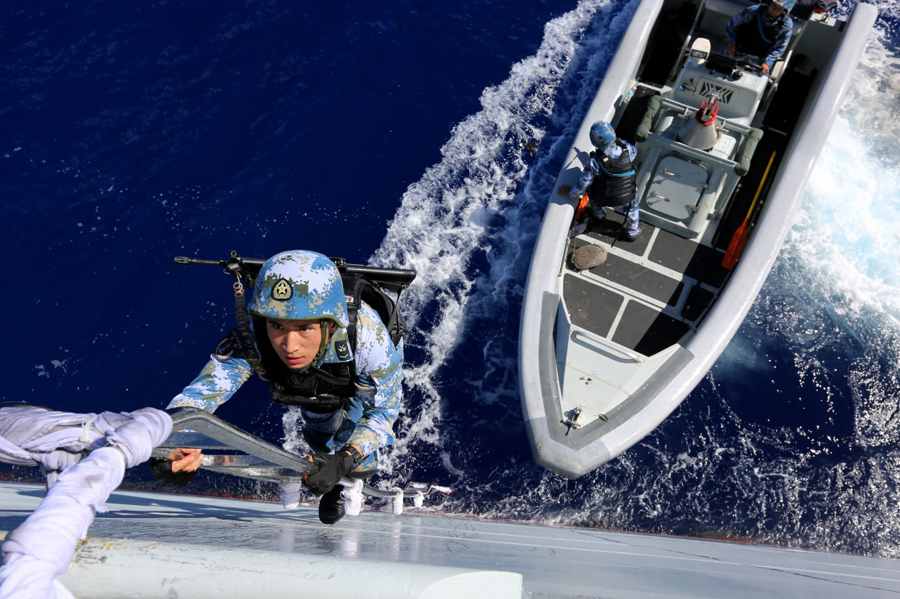 PLA Navy South China Sea fleet conducts search and rescue drill