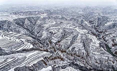Loess Plateau resembles black-and-white photo