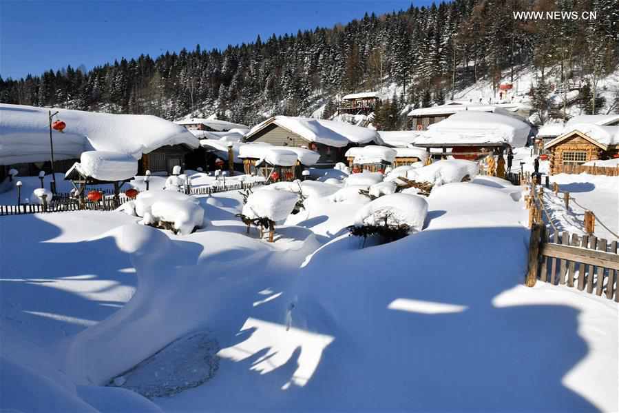 Snow scenery of Shuangfeng Forest Farm at Mudanjiang City in NE China