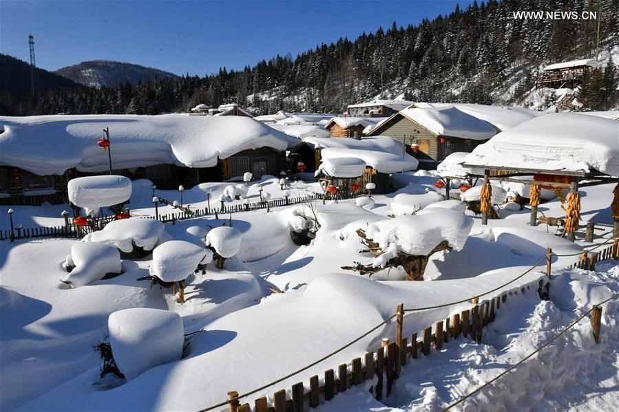 Snow scenery of Shuangfeng Forest Farm at Mudanjiang City in NE China