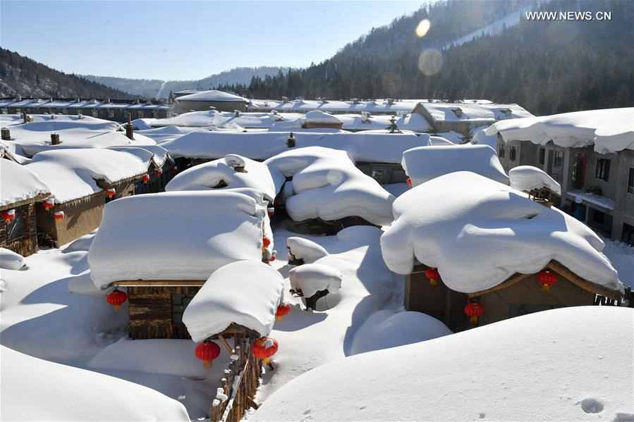Snow scenery of Shuangfeng Forest Farm at Mudanjiang City in NE China