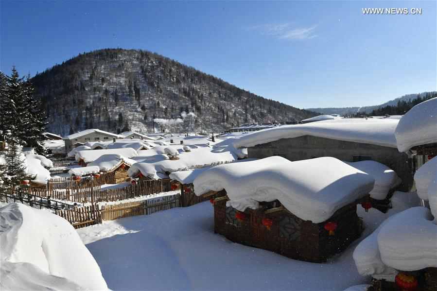 Snow scenery of Shuangfeng Forest Farm at Mudanjiang City in NE China