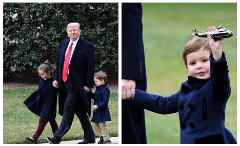 Trump with grandchildren to board Marine One