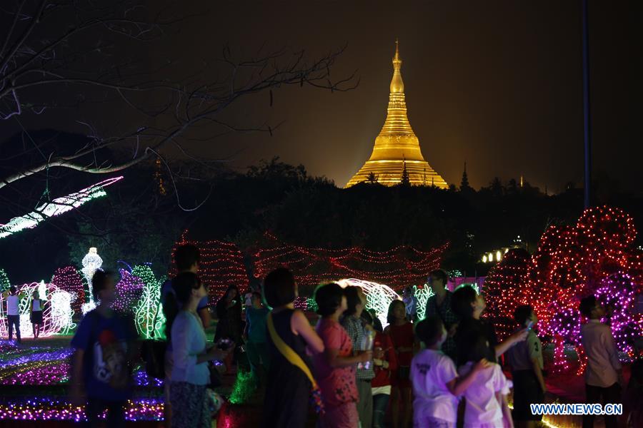 People enjoy Myanmar Int'l Lighting Festival