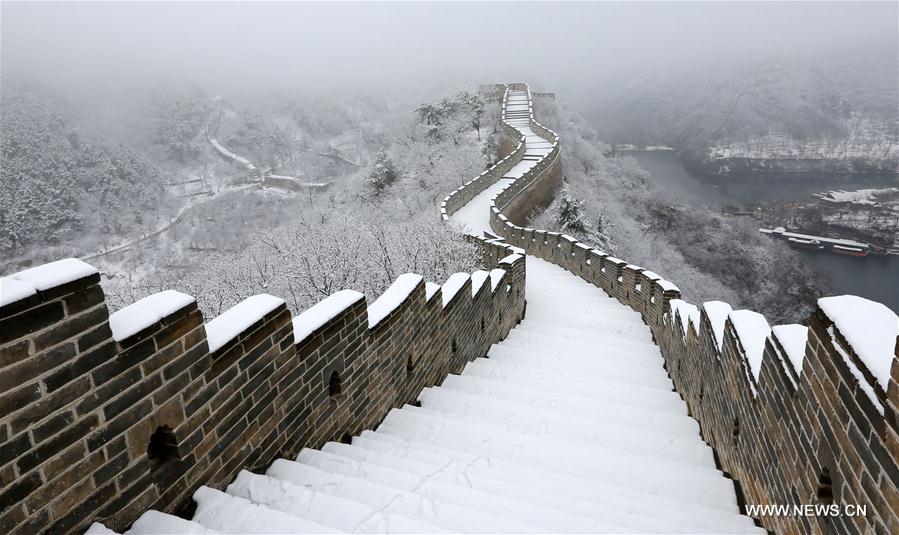 Snow scenery in suburban district of Huairou in Beijing