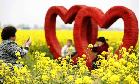 Rapeseed flowers attract many tourists in north China