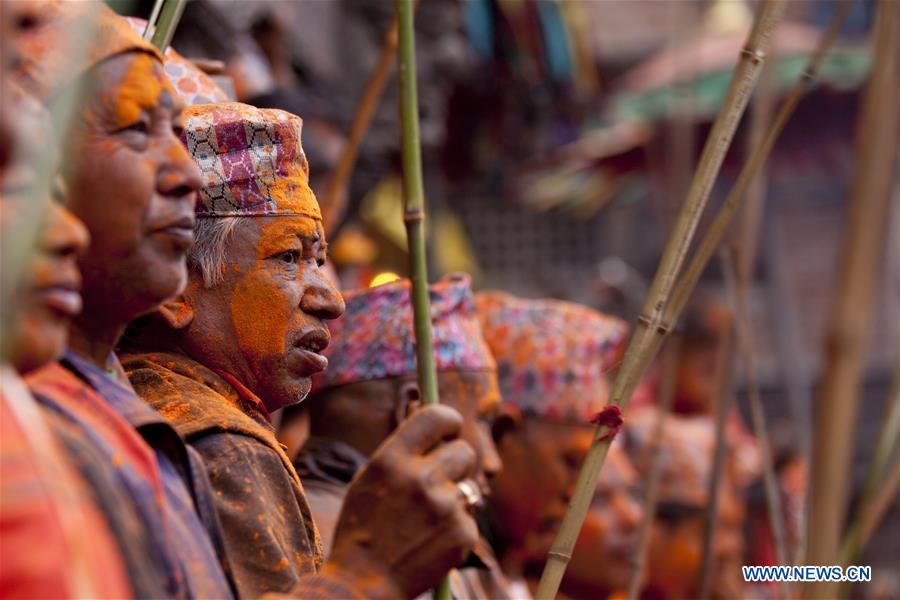 People celebrate Sindoor Jatra Festival in Nepal