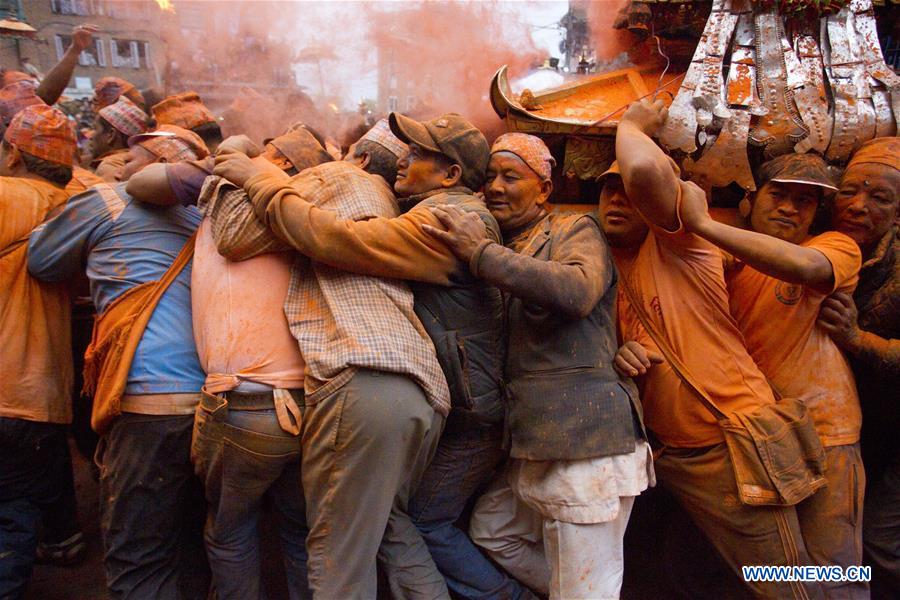 People celebrate Sindoor Jatra Festival in Nepal