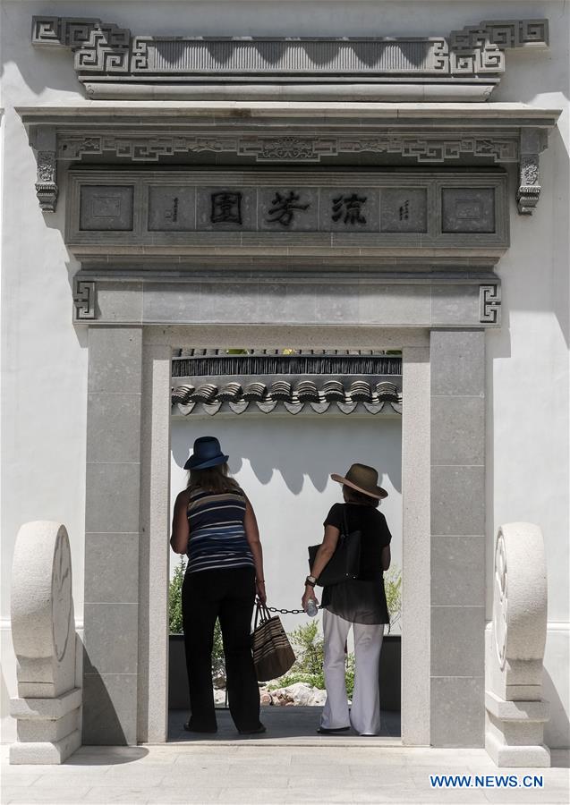 Scenery of Chinese garden Liu Fang Yuan in Los Angeles