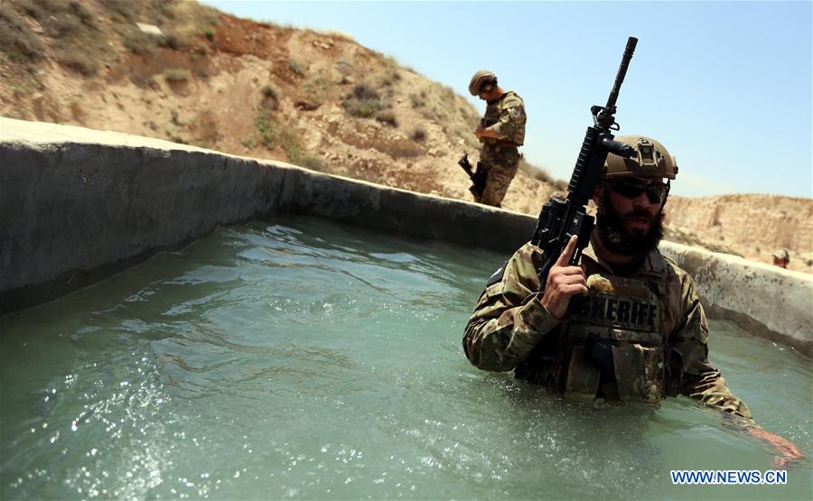 Soldiers take part in the 9th Annual Warrior Competition at the King Abdullah II Training Center for Special Operations in Amman, Jordan, on May 4, 2017. (Xinhua/Mohammed Abu Ghosh)