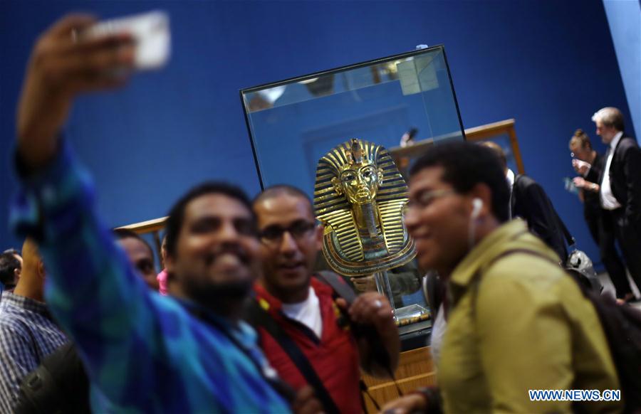 Golden mask of King Tutankhamun seen at museum in Cairo