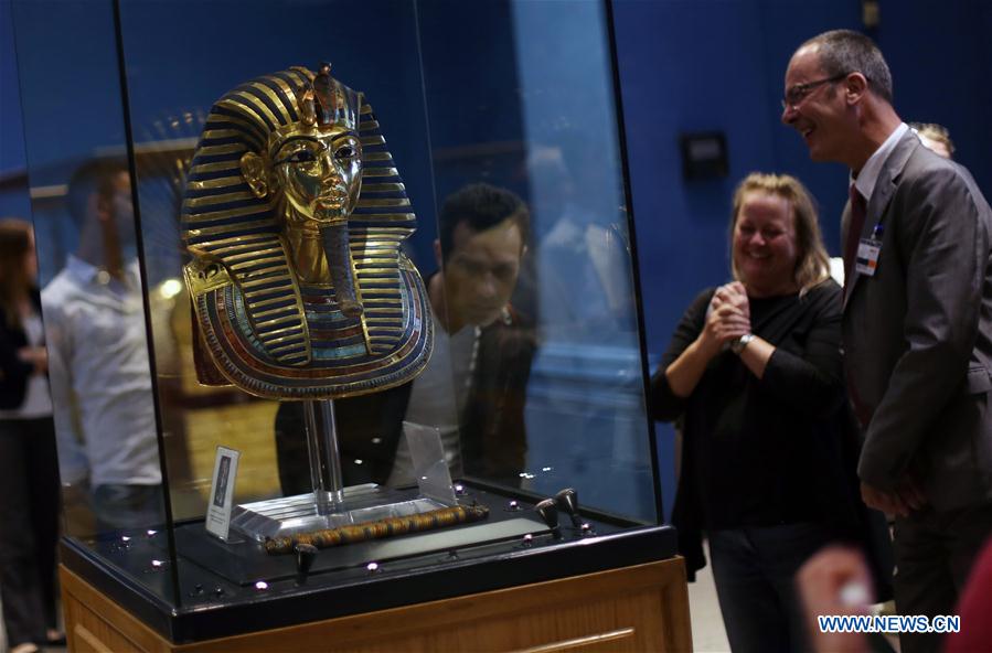 Golden mask of King Tutankhamun seen at museum in Cairo