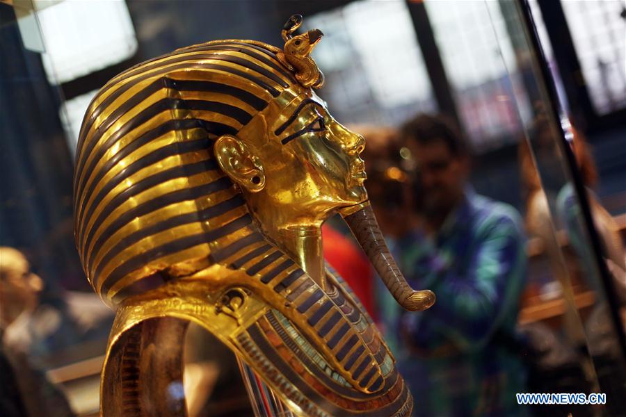 Golden mask of King Tutankhamun seen at museum in Cairo