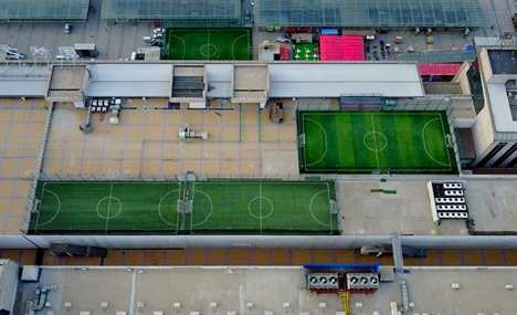 3 soccer fields built on roof of shopping mall