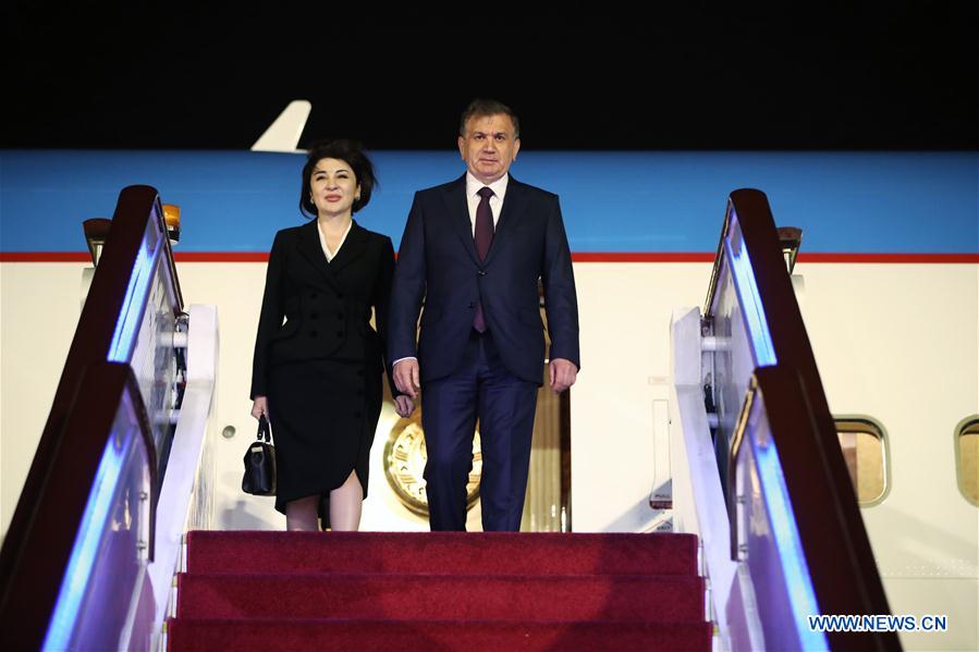 Uzbek President Shavkat Mirziyoyev arrives in Beijing, capital of China, May 11, 2017, to pay a state visit to China and attend the upcoming Belt and Road Forum for International Cooperation. (Xinhua/Cai Yang) 