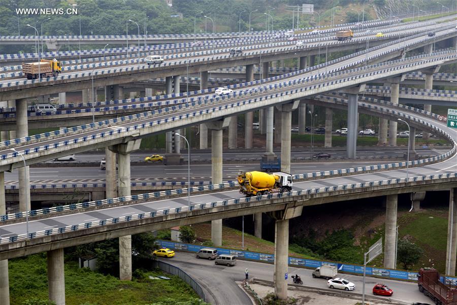 Five-level Huangjuewan overpass in SW China's Chongqing