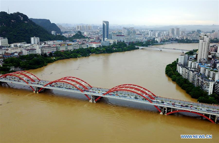 Water level of Liujiang River exceeds warning level in S China's Liuzhou