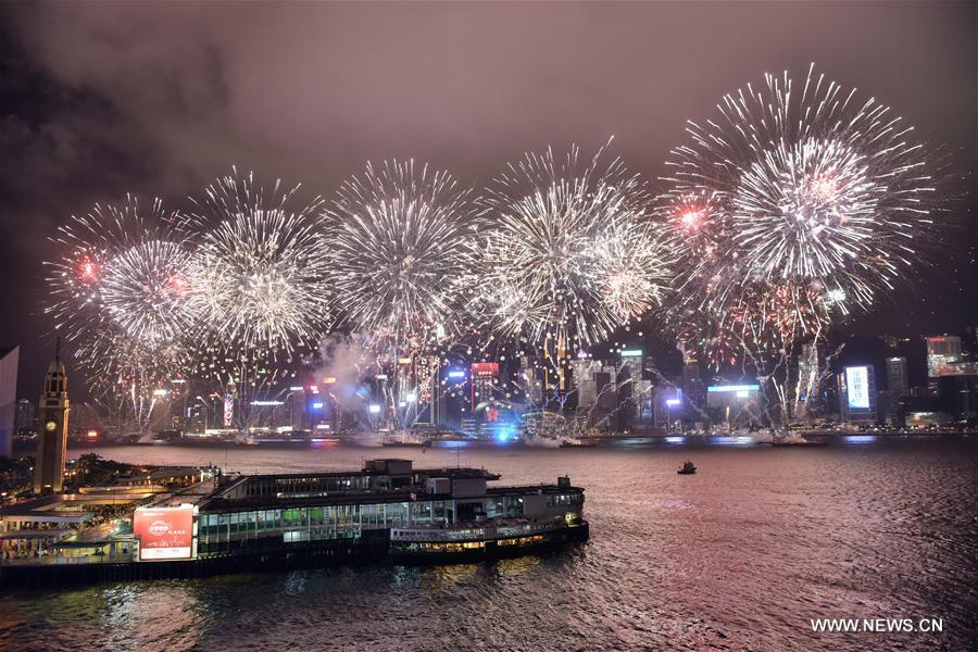 Fireworks show held to mark HK's 20th return anniversary