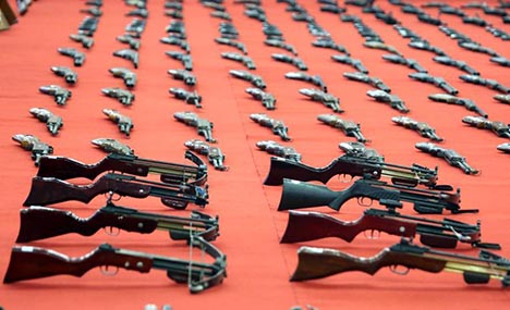 Confiscated guns, explosives to be destroyed in Liaoning