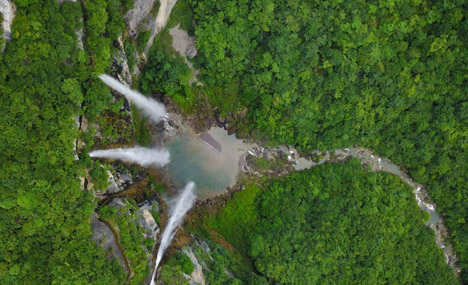 Amazing aerial view of "triple falls"
