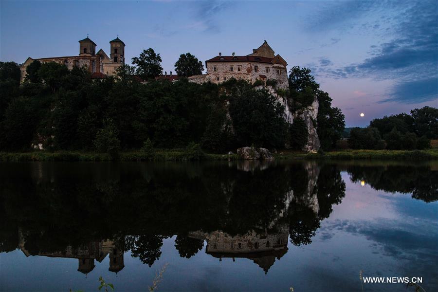 Sunset at ancient Benedictine Abbey of Tyniec in S Poland