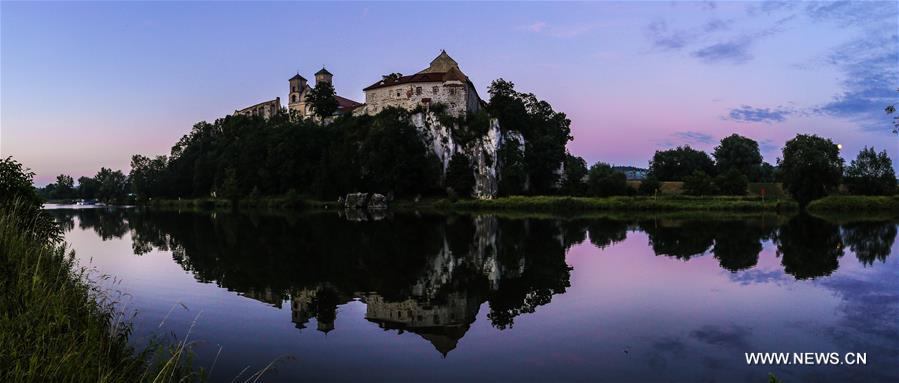 Sunset at ancient Benedictine Abbey of Tyniec in S Poland