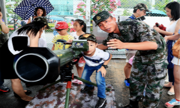 Local residents visit Ngong Shuen Chau Barracks of PLA Hong Kong Garrison