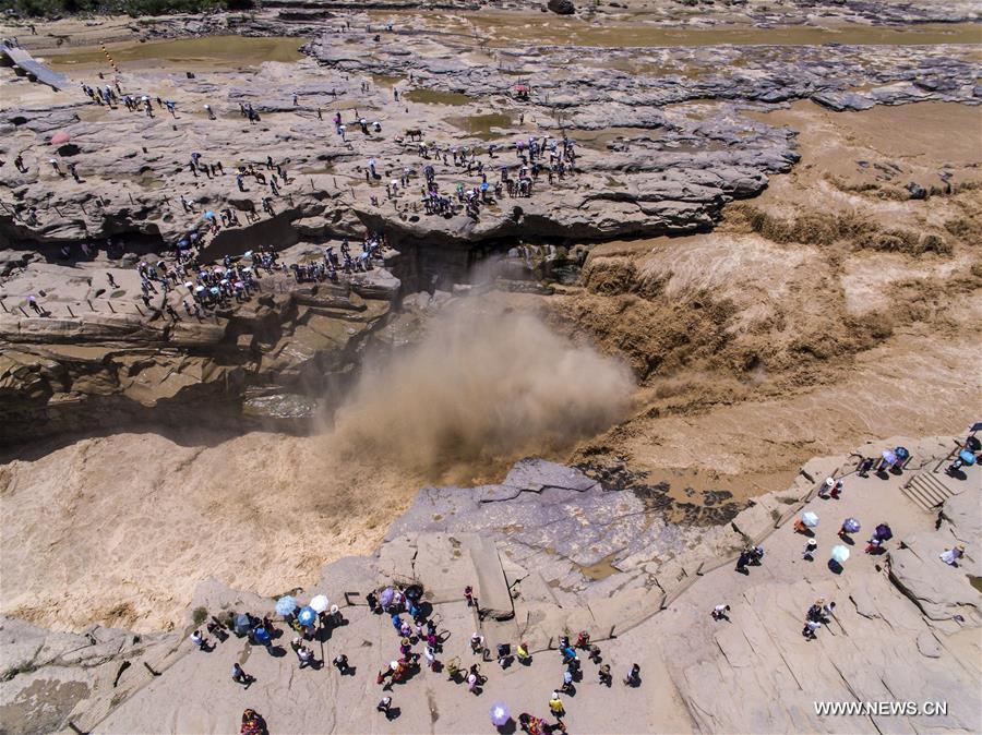 Aerial photos show Hukou Waterfall of Yellow River
